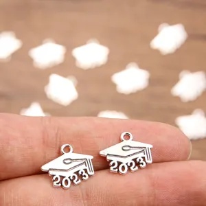 2023 graduation cap charm zinc alloy pendant 14x18mm jewelry making DIY crafts accessories