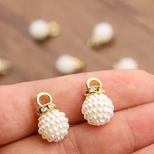 Pendentif perle DIY 12x19mm avec strass, accessoire de bijoux fait main élégant pour bracelets.