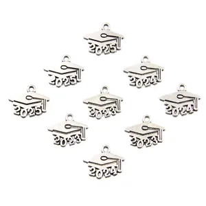 Graduation cap charms zinc alloy 2023 2024 2025 year pendants for DIY jewelry making crafts