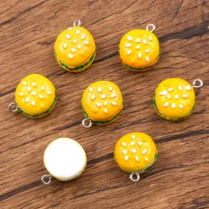Lindos dijes colgantes de hamburguesa sándwich de resina DIY para collar joyería manualidades