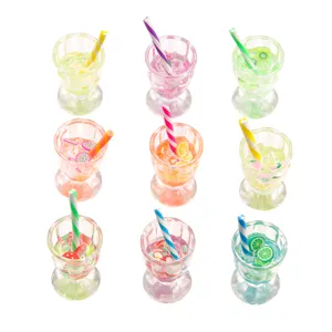 9 colors miniature resin fruit drink glass charms DIY keychain phone accessories main view