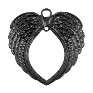 DIY Zinklegering Aartsengel Vleugels Hanger Verzilverd Zwart Engel Vleugel Bedels Voor Sieraden Maken Retro Kerst Decor Bedel