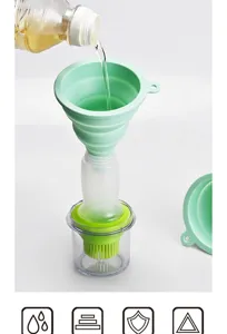 Embudo de silicona plegable para cocina, embudo portátil y muy resistente al calor.