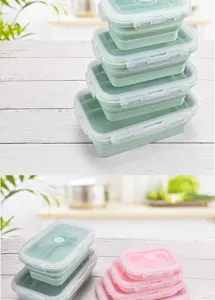 Set di contenitori porta pranzo pieghevoli in silicone per picnic all'aperto oggi.