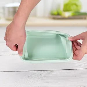 Portatile Silicone Pieghevole Porta Pranzo Contenitore di Alimenti Riutilizzabile Adatto al Microonde per Picnic all'Aperto