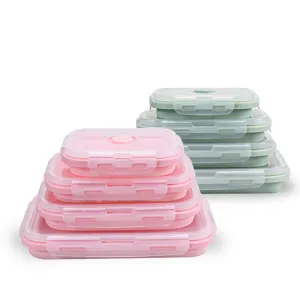 Set di porta pranzo pieghevole in silicone portatile, contenitore per alimenti.