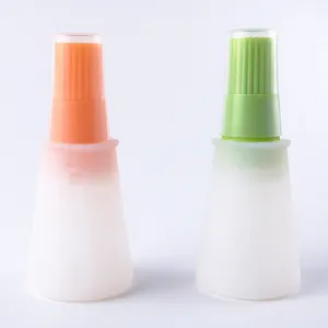 Bouteille d'huile en silicone avec pinceau résistant à la chaleur pour barbecue cuisine