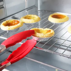 12 inch silicone food tong, heat resistant stainless steel barbecue bread kitchen tool