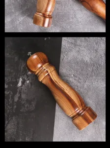 Moulin à poivre manuel en bois d'acacia de 8 pouces pour moudre les épices de cuisine.