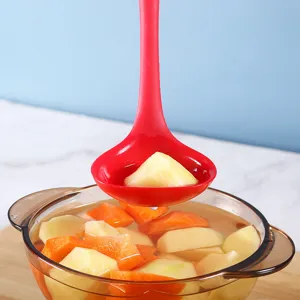 Red silicone soup ladle kitchen cooking spoon heat resistant kitchenware main image display