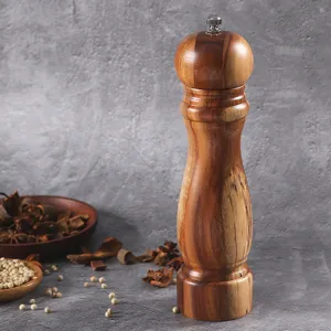Moulin à Poivre en Bois d'Acacia de 8 Pouces Manuel Épices Sel Cuisine Outil Pratique