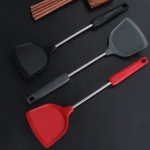 Silicone spatula set for non stick pan kitchen cooking utensils heat resistant stainless steel handle