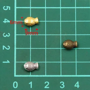 Small metal fish beads 6x9mm DIY jewelry charm spacer bracelet necklace connectors 4 colors