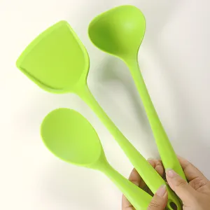 Juego de Utensilios de Cocina de Silicone Utensilios Antiadherentes Espátula y Cuchara para Sopa Herramientas de Cocina Resistentes al Calor