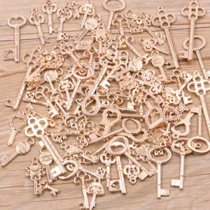 Gemischte Vintage Steampunk goldene Schlüssel Anhänger, Metall DIY Schmuck Basteln Set.