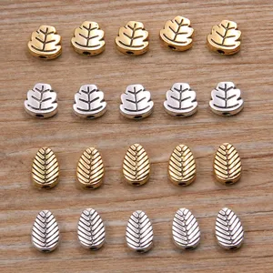 Alloy Double Sided Leaf Plant Beads DIY Jewelry Findings Small Hole Connector Beads For Necklace Bracelet Handmade Accessory