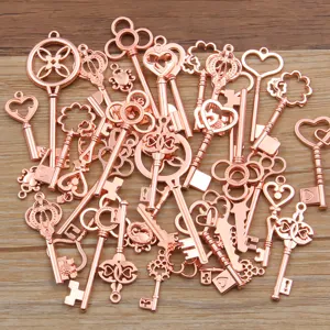 Vintage Roségold Legierung Schlüssel Anhänger für DIY Steampunk Schmuck Herstellung Zubehör.