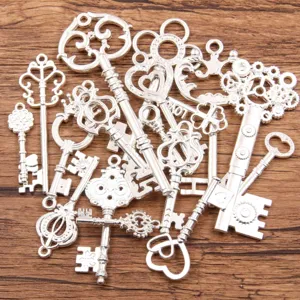 DIY antike silberne Legierung Schlüssel Anhänger Steampunk Schmuck Accessoires Set.
