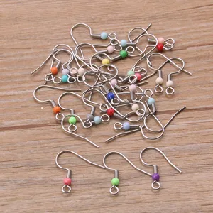 Stainless steel fishhook earring findings with colorful beads for DIY jewelry making accessories.