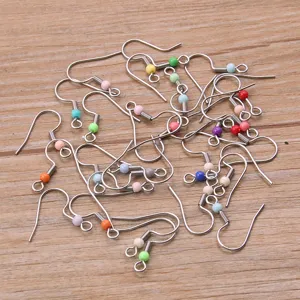 Stainless steel DIY fishhook earring findings with colorful beads for handmade jewelry craft.