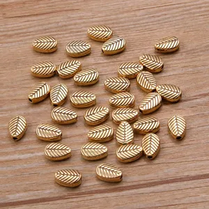 Gold leaf shaped alloy beads for DIY jewelry making bracelets necklaces connectors