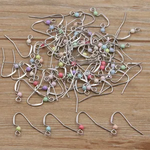 Stainless steel DIY earring hooks with colorful beads, perfect for handmade jewelry making.