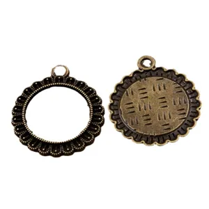 Vassoio per ciondolo in lega bronzo antico rotondo accessori per gioielli fai da te artigianato.