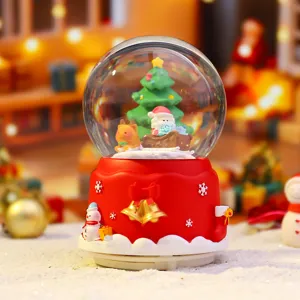 Kerst sneeuwbol speeldoos met kerstman en rendier figuur, schattig feestelijk huisdecoratie cadeau.
