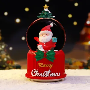 Weihnachtsschneekugel Spieluhr süßer Weihnachtsmann Kunstharz Figur Tisch Deko Geschenk
