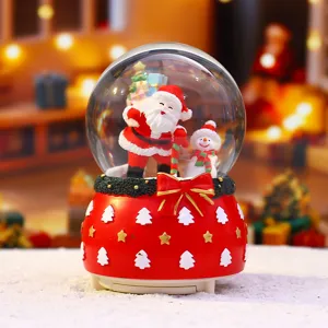 Weihnachten Schneekugel Spieluhr mit Weihnachtsmann Schneemann rote Schleife Dekoration Geschenk