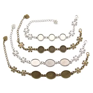 Schneeflocke Weihnachten DIY Legierung Schmuck 12mm 13x18mm Edelstein Schale Armband