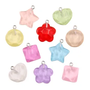 Bunte DIY Harz Anhänger Set Herz Blume Stern Charms für Halskette Schmuck basteln