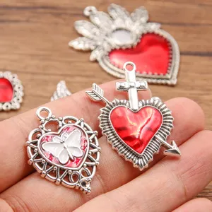 Vintage gotische hart legering hanger charms voor DIY halsketting armband sieraden