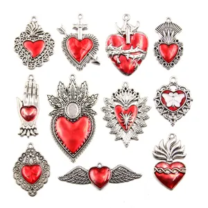 Retro gotische legering hart hangers voor DIY kettingen en sieraden accessoires.