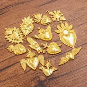 DIY metal gold charms assorted heart wings pendants for jewelry making accessories supply