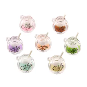 7pcs Mini Resin Coffee Cup Charms DIY Slime Cabochons Miniature Drinks Craft Deco 16x22mm