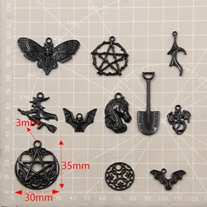 Zwarte gegalvaniseerde gotische DIY metalen hanger set voor Halloween sieraden maken