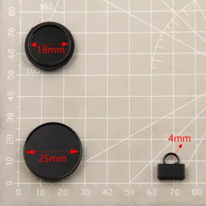 Details von elektroforetisch schwarzen DIY Schmuck Zubehör, 18mm 25mm runden Schalen und Klemmen.