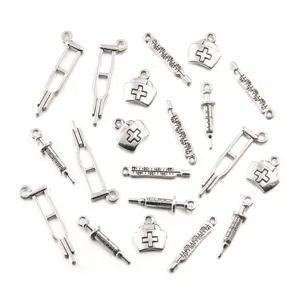 DIY Zinc Alloy Medical Theme Charms Syringe Thermometer Crutch Medical Box Pendants For Jewelry Making Keychain Bracelet Necklace Accessories