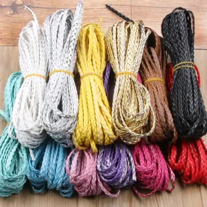 Minimalista Cordón Trenzado de Cuero PU Multicolor Cinta Trenzada de Tres Hebras Para Bricolaje Pulsera Collar Artesanía Fabricación de Joyas Material Accesorios