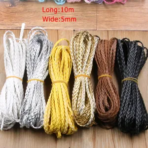 Cuerda Trenzada de PU de 12 Colores Cuerda de 3 Hebras de 5mm de Ancho Material DIY