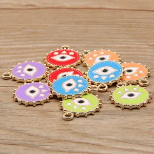Colgantes de mal de ojo esmaltados, 18x21mm aleación DIY accesorios de joyería y pulseras.