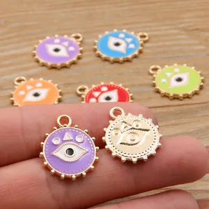 Amuletos de mal de ojo de aleación colorida colgantes esmaltados accesorios de joyería DIY teléfono