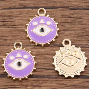 5-colores 18x21mm DIY aleación mal de ojo esmalte colgante accesorios para hacer joyas