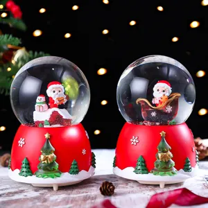 Christmas snow globe rotating water ball Santa Claus music box holiday decoration gift.