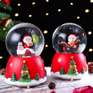 Christmas snow globe crystal ball ornament with cute Santa Claus and rotating desktop decor gift.