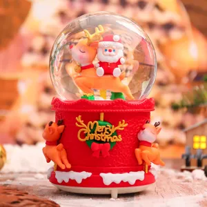 Palla di neve luminosa di Natale con Babbo Natale e renna per decorazione della camera da letto.