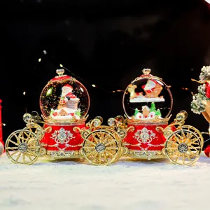 Bezaubernde Weihnachtsmann Kutsche Schneekugel Spieluhr mit Schneeeffekt fur festliche Dekoration.