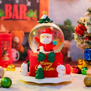 Weihnachten Schneekugel Suesse Weihnachtsmann Leuchtend Rotierende Tischdeko Geschenk