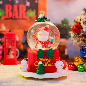 Weihnachtskugel Schneekugel mit Weihnachtsmann beleuchtete Desktop Dekoration Geschenk